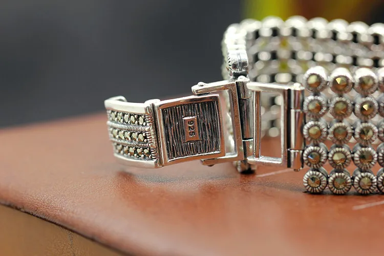 Лидер продаж женские классические тайские серебряные часы-браслет S925 Серебряный браслет часы из чистого серебра браслет часы Настоящий Серебряный браслет
