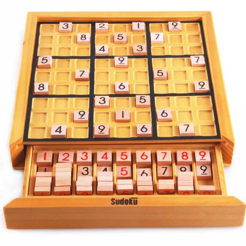Высокое качество древесины sodoku Шахматные игры с спрятана деревянный ящик Настольная игра Memory Puzzle Званый ужин Семья для игр Best подарки