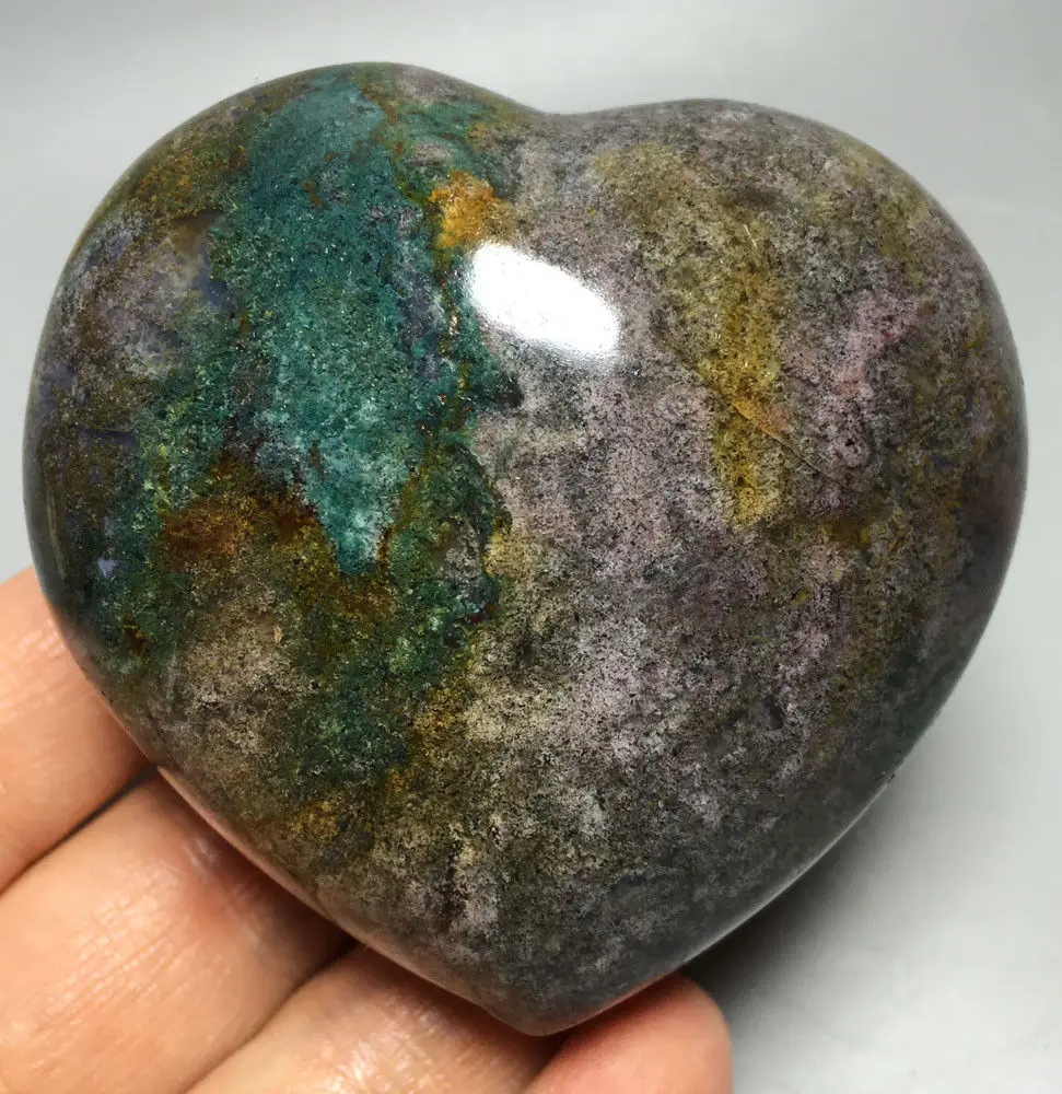 

298g NATURAL OCEAN JASPER QUARTZ CRYSTAL HEART HEALING stones Mineral specimen