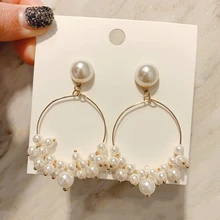 Новые корейские кольца, серьги, модные ювелирные изделия, темперамент, дикие Oorbellen, имитация жемчуга, серьги для женщин, цветочные серьги