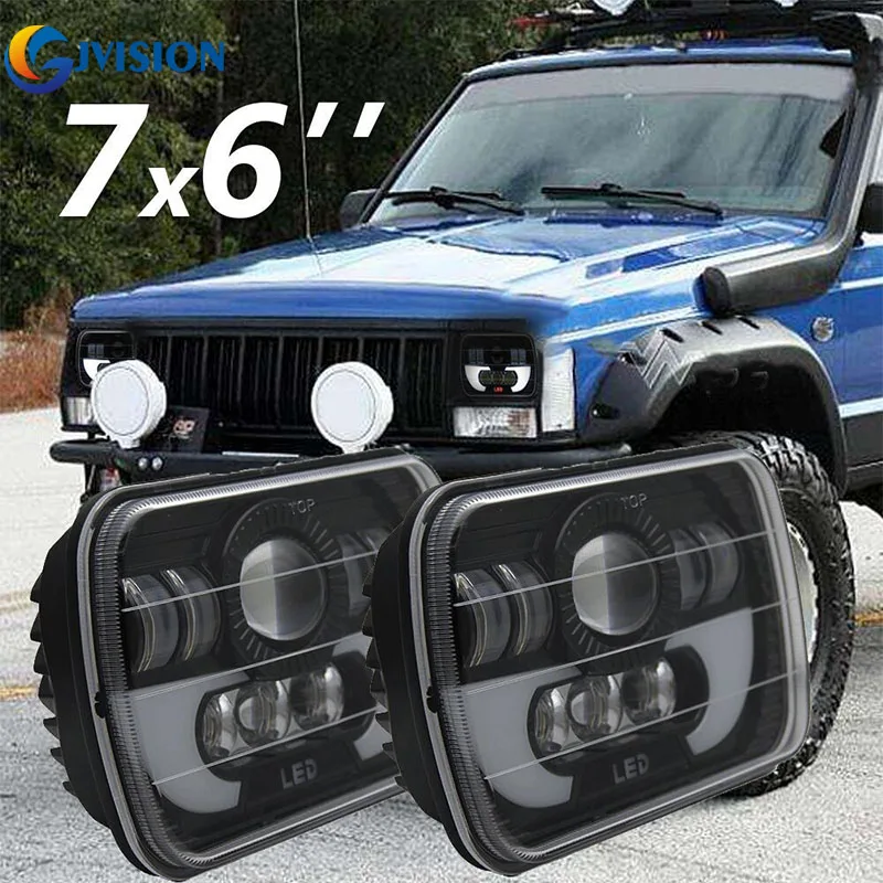 5x7" 6X7 Inch 90W Projector LED Headlight For 1984 2001 Jeep Cherokee