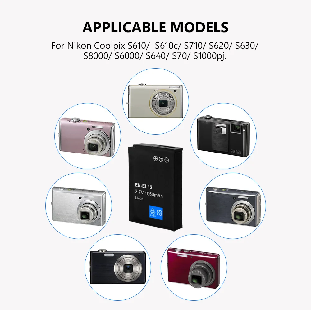 Перезаряжаемая батарея для Nikon Coolpix Camera S610 S1000pj S70 3 7 В 1050 мА · ч литий полимерная