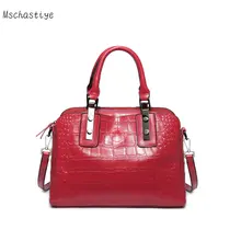 Genuine Leather Women Handbag Solid Cow Leather Women Crocodile pattern Tote Bags High Quality Female Messenger Bags Mschastiye