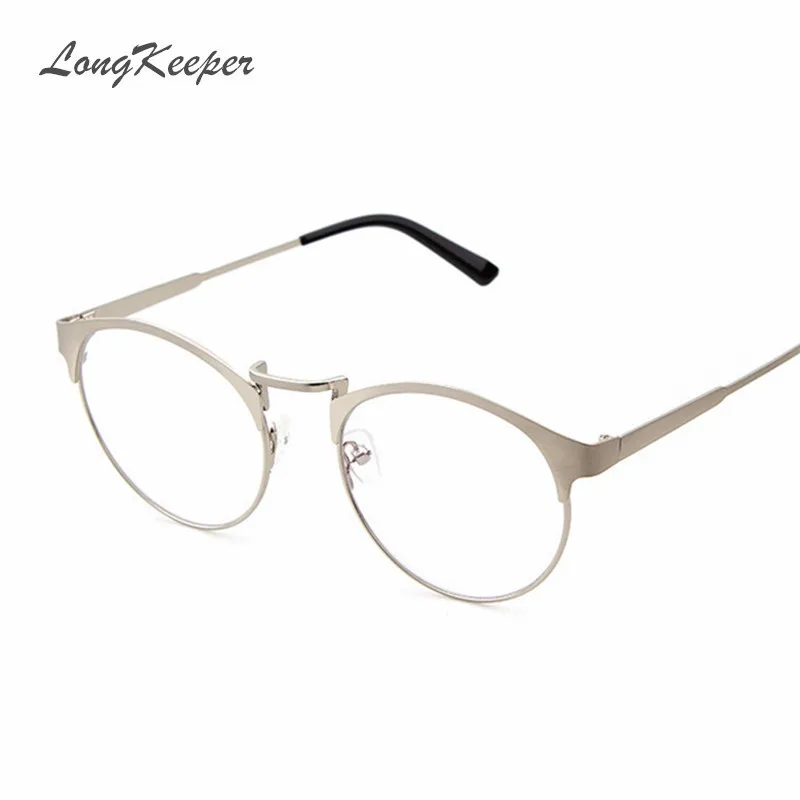 

LongKeeper Brand Design Women Men Glasses Frame Optical Frames Oval Round Rim Clear lens Eyeware Metal Gafas de grau 5312