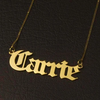 

Personalized Customized Fashion Stainless Steel Name Necklace Letter Old English Necklace For Women Nameplate Gift Wedding