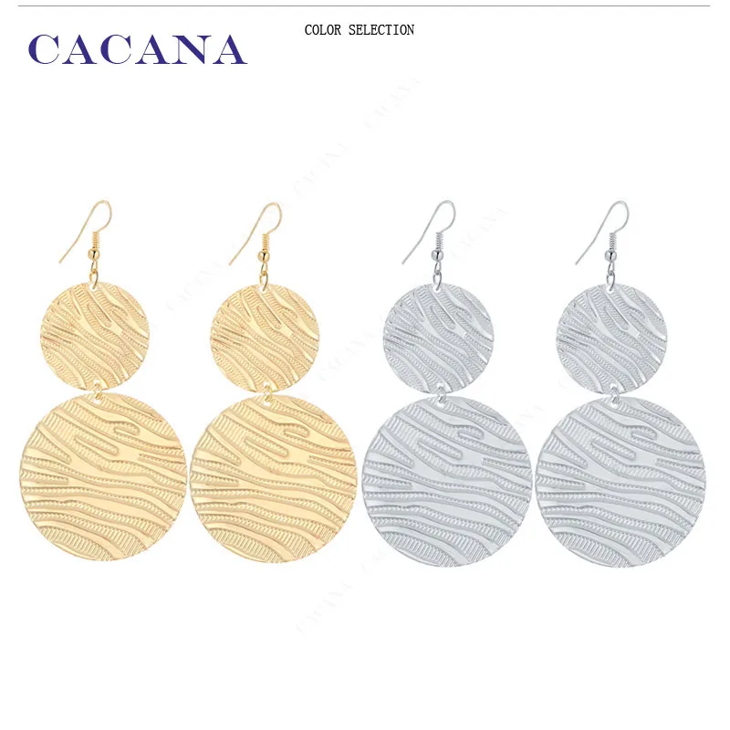 CACANA Dangle Long Earrings For Women Double Round With Watermark Bijouterie Hot Sale No.A291 A292