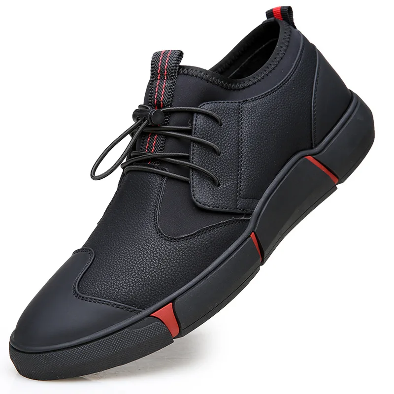 Новинка; брендовая Высококачественная Черная мужская кожаная повседневная обувь; модные теплые кроссовки; модная обувь на плоской подошве; LG-11 - Цвет: Черный