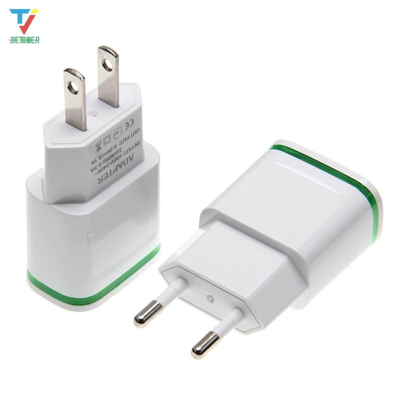 US $528.17 300pcsLot 5V 2A EUUS Plug LED Light 2 USB Adapter Mobile Phone Wall Charger Device Micro Data Charging For IPhone IPad Samsung
