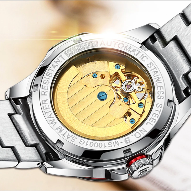 Швейцарские мужские часы BINGER, люксовый бренд, мужские часы с турбийоном, автоматические механические часы, сапфировые часы со скелетом, reloj hombre