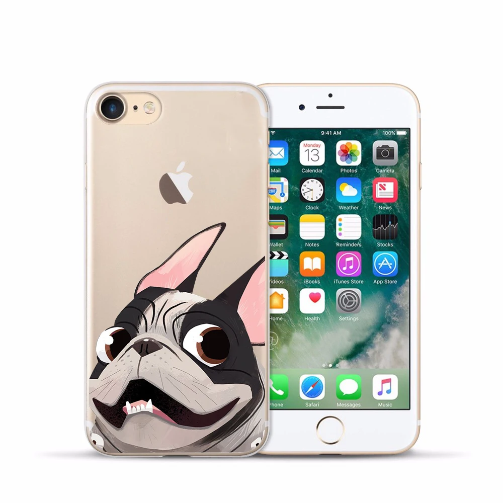 Мягкий силиконовый чехол для iPhone 7, милый гелевый Чехол с французским бульдогом, прозрачный чехол для iPhone 6S SE 5S 8 Plus X XR XS Max, чехол - Цвет: 6 soft case