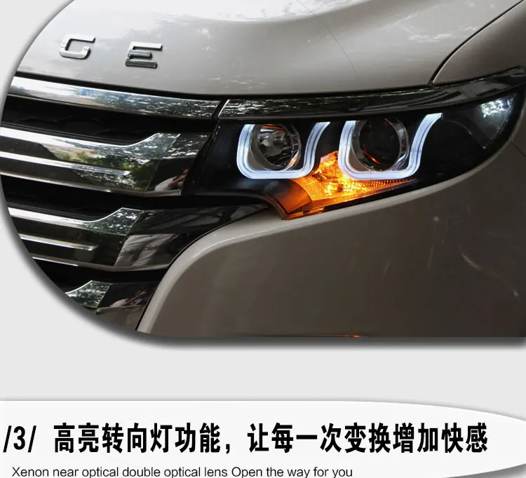 Автомобиль голове стиль лампы для Ford EDGE 2012- фары светодиодный фар DRL Объектив Двойной Луч би- ксеноновые автомобильные аксессуары