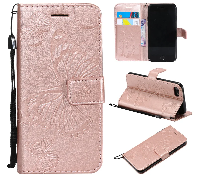 

Butterfly Wallet Case For Iphone 8 7 6 Plus Cover Flip TPU Leather Book For Coque Iphone XR X XS Max Smartphone Cases