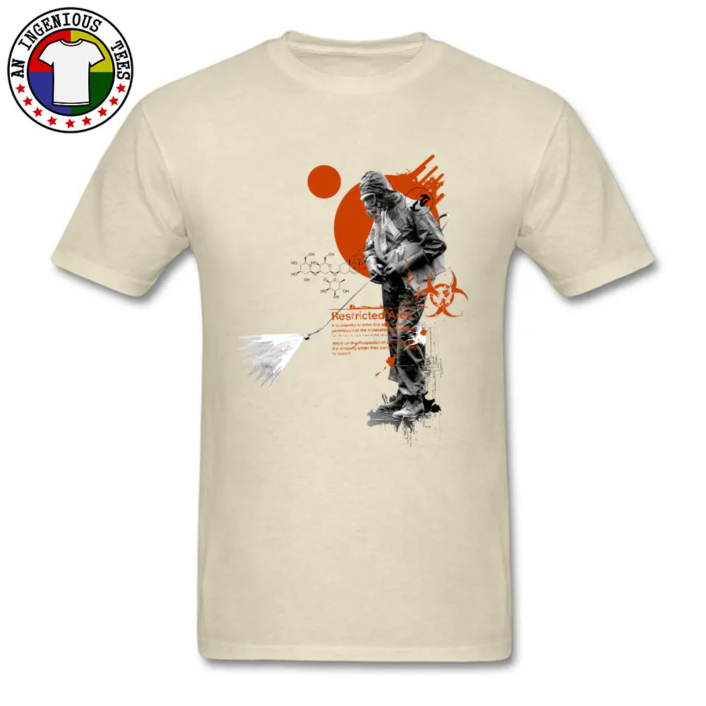 Restricted Area Summer 100% Cotton Round Collar Tops Shirts Short Sleeve Funny Tops & Tees New Coming Printed Tshirts Restricted Area beige