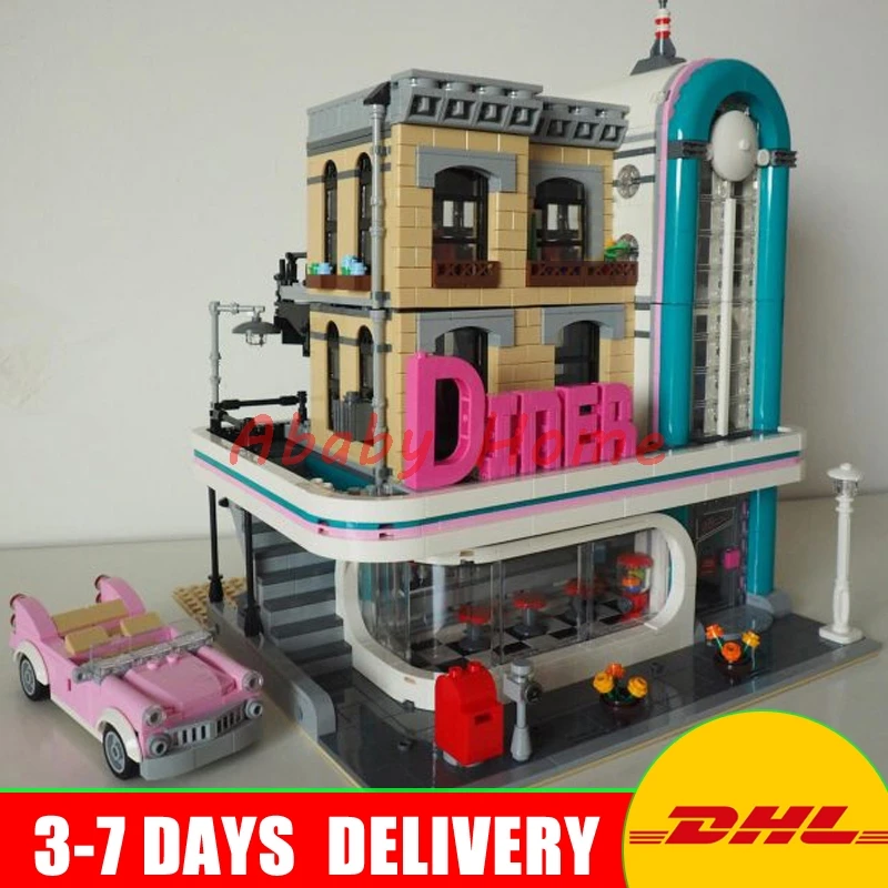 

In stock Lepin 15037 The Downtown Diner Set Genuine Streetview Series 10260 Building Blocks Bricks Funny Toys DIY New Year Gifts