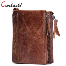 CONTACT’S Purse Men Wallets Genuine Leather Wallet Men Clutch Male Coin Card Holder For Men Organizer Money Bags Perse Handy