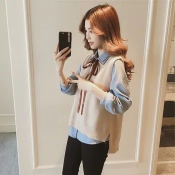 

2018 2 pcs Sweater Vest 4XL Plus Sizes Autumn Winter New Korean Skirt With Sweater Lace Up Sweater Hot Sale China Fashionable