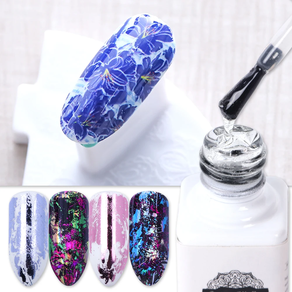 

6ml Glue for Transfer Foils Starry Paper Gel Nail Polish Nails Stickers Soak Off Adhesive Black Transparent Manicure Tools BE959
