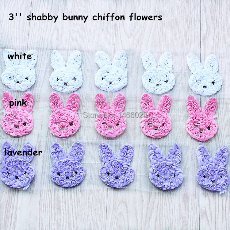 

30 pcs/lot , 3'' newborn headband shabby chiffon bunny flowers ,shabby flowers for headaband
