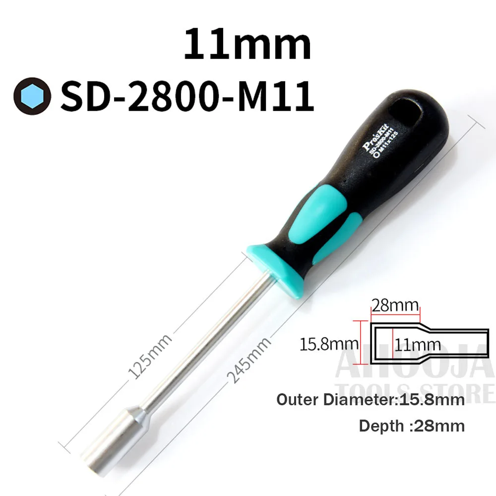 M11 Pro'sKit Полый Вал Гайка Отвертка шестигранный ключ Отвертка ручные инструменты 7-18 мм металлический торцевой ключ для шестигранной гайки - Цвет: M11