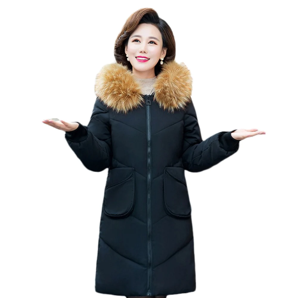 

Female Jackets Parkas Long cultivate morality long cotton padded clothes mother female heavy hair 1809