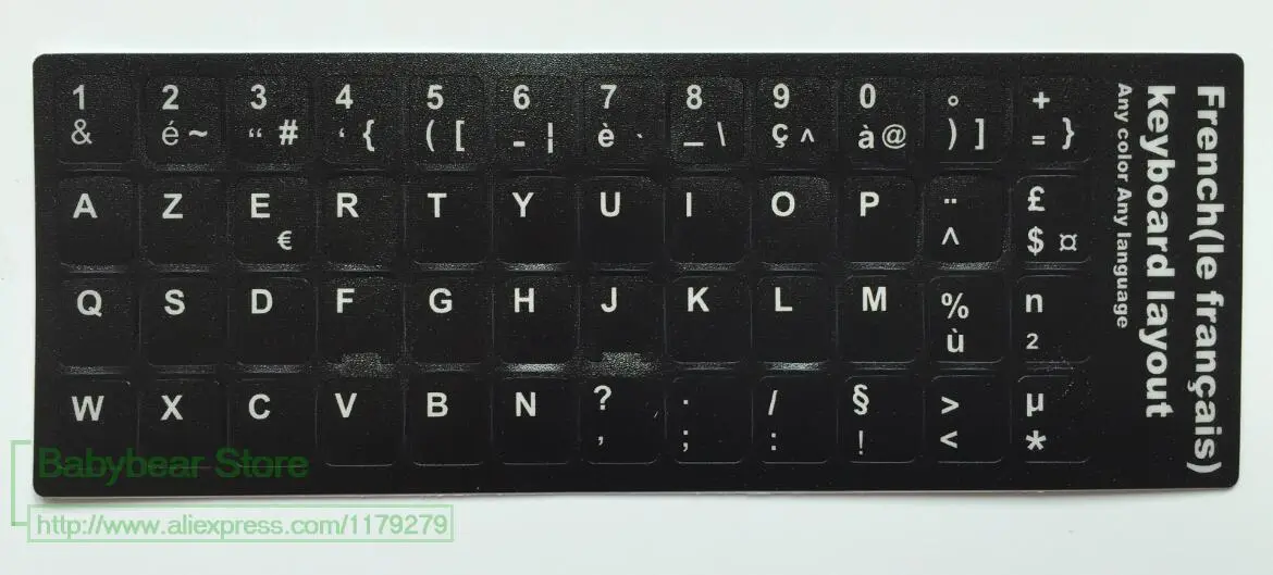 2pcs/lot French Keyboard Sticker Franch AZERTY For laptop desktop keyboards  Stickers 11.6 12 13.3 14 15.4 17.3 inch keyboard