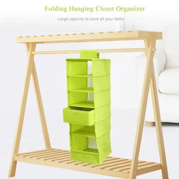 

Folding Hanging 6 Compartments Socks Bra Storage Shelf Closet Organizer Storage Box Bins Organizer Fabric for Underwear Scarfs