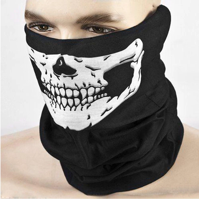 Black Motorcycle Multi Function Halloween CS Skull Skeleton Party Mask Headwear Hat Scarf Neck Scary Sport Face Winter Ski Mask halloween scary ghost face mask white multi color