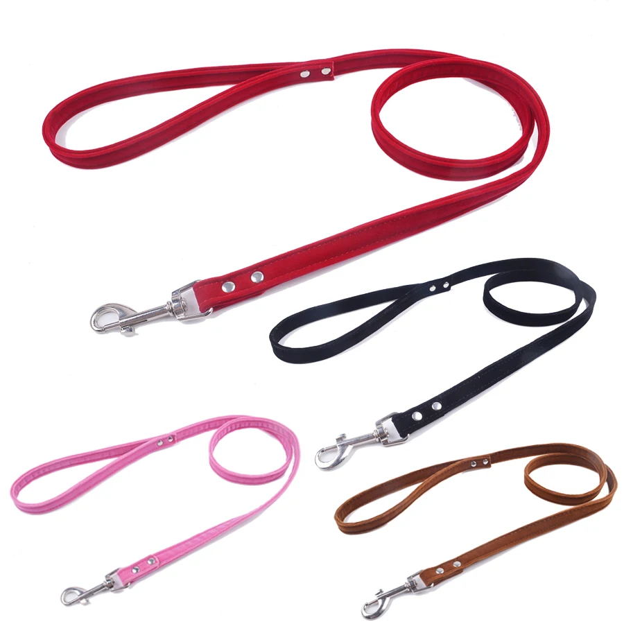 Soft Velvet Leather Dog Leashes For Small Medium Dogs Pet Training Leads Size XS S M Puppy Pet