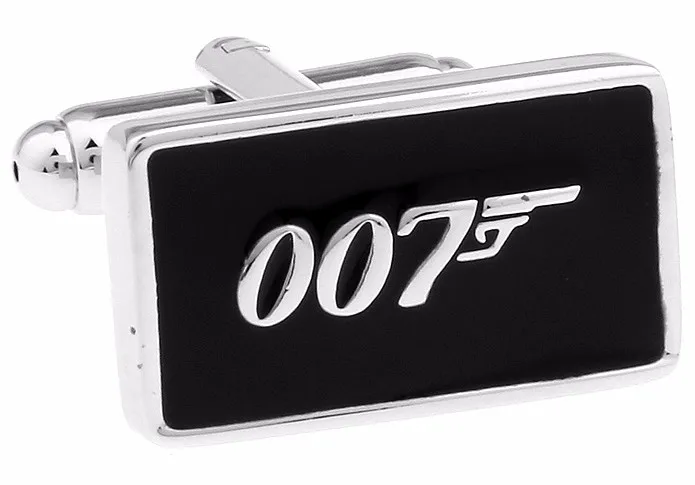 Промо-Акция! 007 черные Запонки модная новинка Джеймс Бонд фильм дизайн медный материал