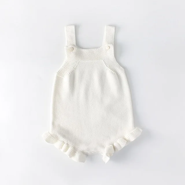Г. Осеннее вязаное пальто для маленьких мальчиков и девочек, одежда хлопковый комбинезон для маленьких девочек, кардиган, зимняя одежда комбинезон для новорожденных девочек - Цвет: White Romper 2