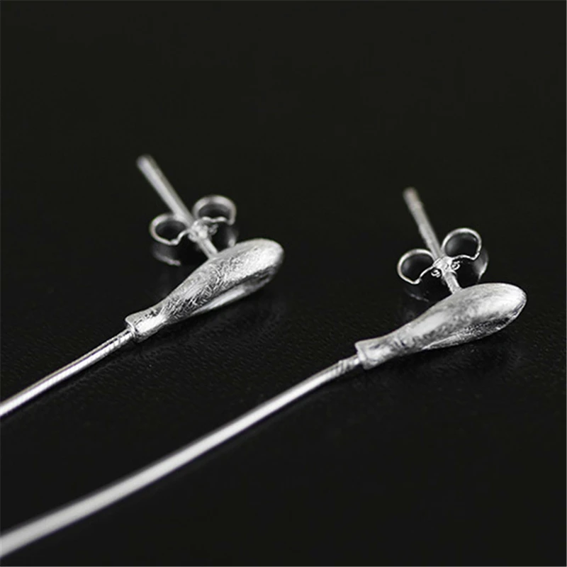 Lotus Fun Real Solid 925 Sterling Silver Drop Earrings for Women Red Coral/Blue Lapis Long Thread Dangling Earings Fine Jewelry