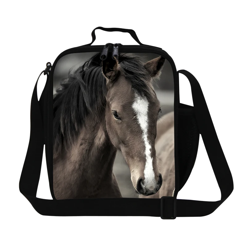 Термоизолированный ланч-мешок для детей школьного возраста с аппликацией в виде животного, лошади, 3D принт Коробки для обедов сумка через плечо сумка на плечо сумка для еды для путешествия