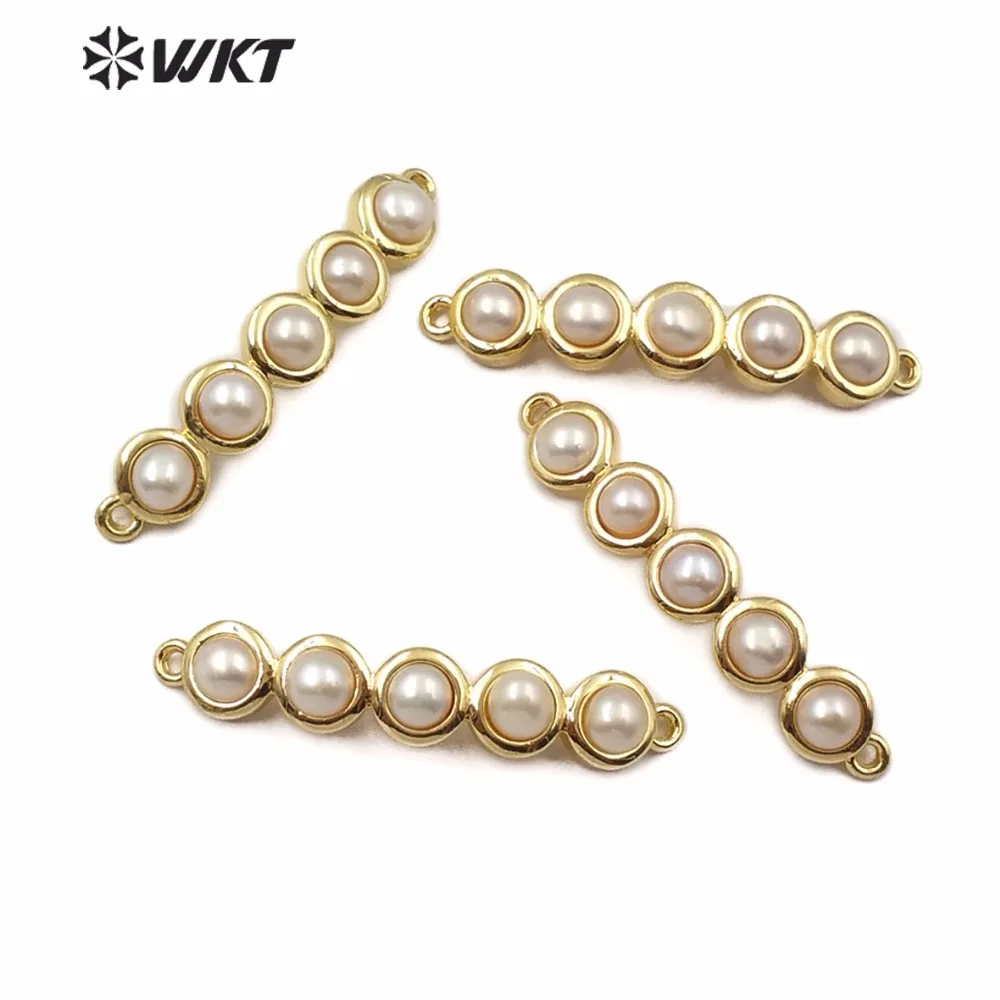 

WT-JP120 Natural Freshwater Pearl Pendant Round Multiple Pearl Combination Pop Pearl Double Hook Connector for Jewelry Making