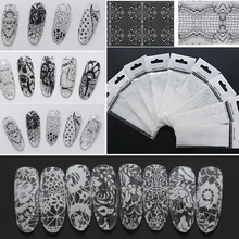 9pcs set 4x120cm Black White Lace font b Stickers b font For font b Nails b