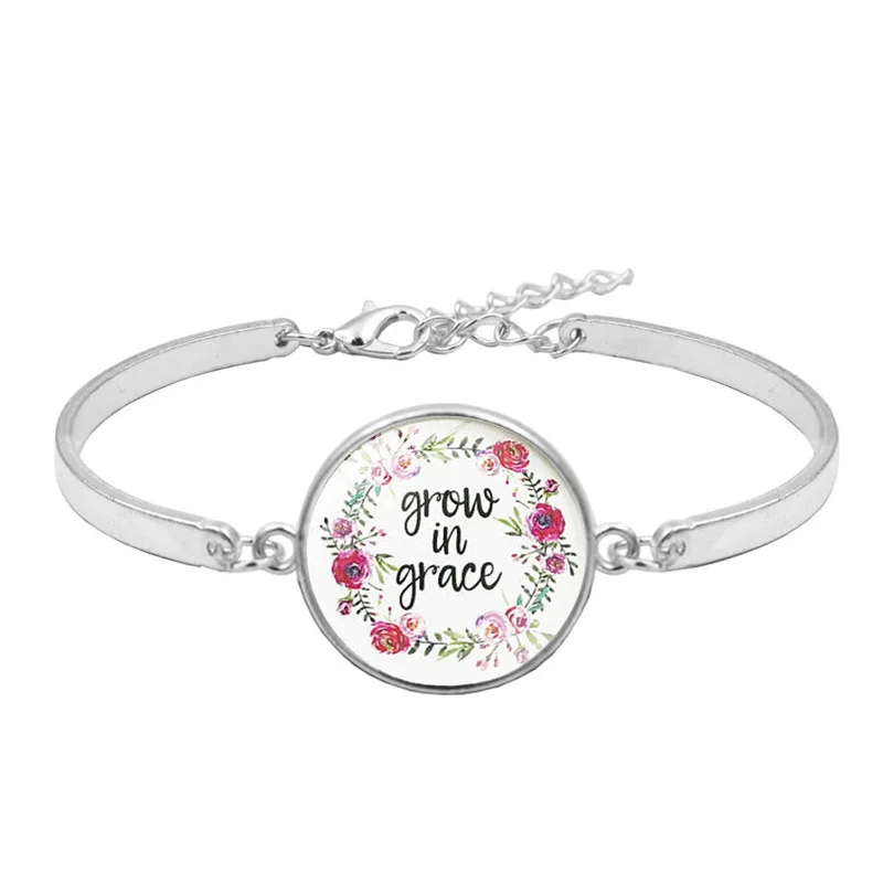 

Fashion Psalm Bracelet Art Picture Print Glass Dome Charms Bracelets For Women Bible Verse Quote Jewelry Gift For Christian
