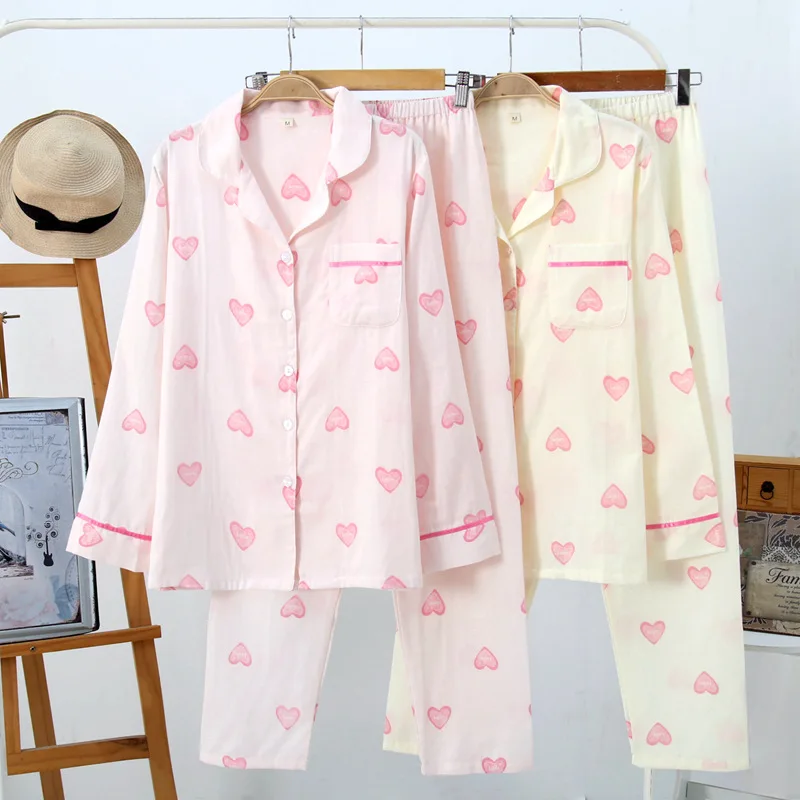 

2018 New Maternity Cotton Turn-down Collar Cartoon Shirt + Pants Pajamas Set