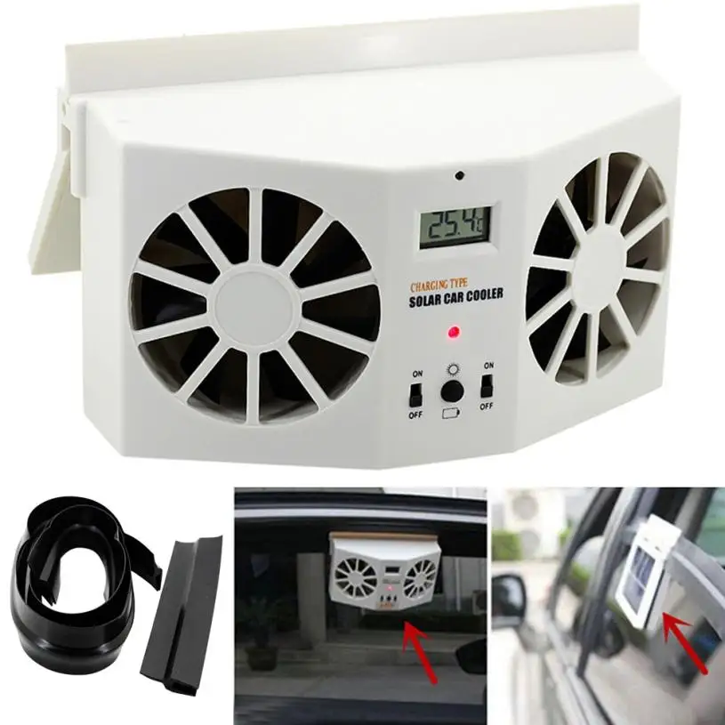 

Solar Powered Car Window Air Vent Ventilator Mini Air Conditioner Cool Fan NEW Solar Powered Auto Fan Cool 3.6V 600mA M25