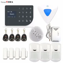 SmartYIBA WiFi GSM смс, беспроводной домашней охранной сигнализации системы IOS Android приложение сирена с дистанционным управлением газ Дым пожарный датчик детектор