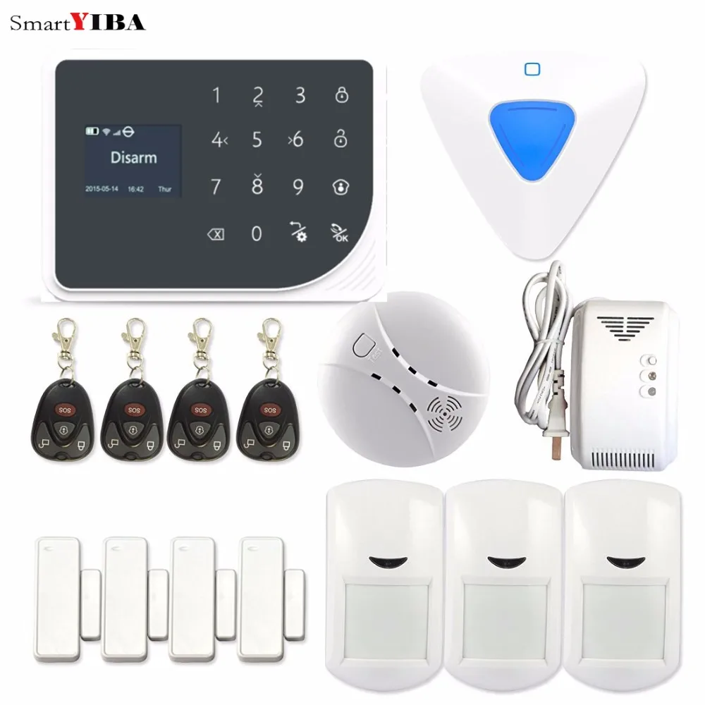 

SmartYIBA WiFi GSM SMS Wireless Home Security Alarm System IOS Android APP Remote Control Siren Gas Smoke Fire Sensor Detector