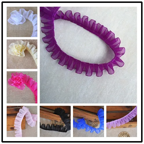 

2.5CM Wide Luxury Tulle Yarn Lace Applique Ribbon Organza Ruffle Trim For Garment Dress Collar Neckline DIY Sewing Fringe Decor