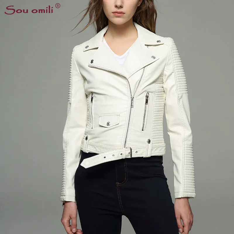 En Moto Couro 3d Ceinture Femmes Punk Chaquetas Casaco Manteau Matelassé Faux Blanc Veste Noir Jaquetas Pu Cuir Beige HfEwpE