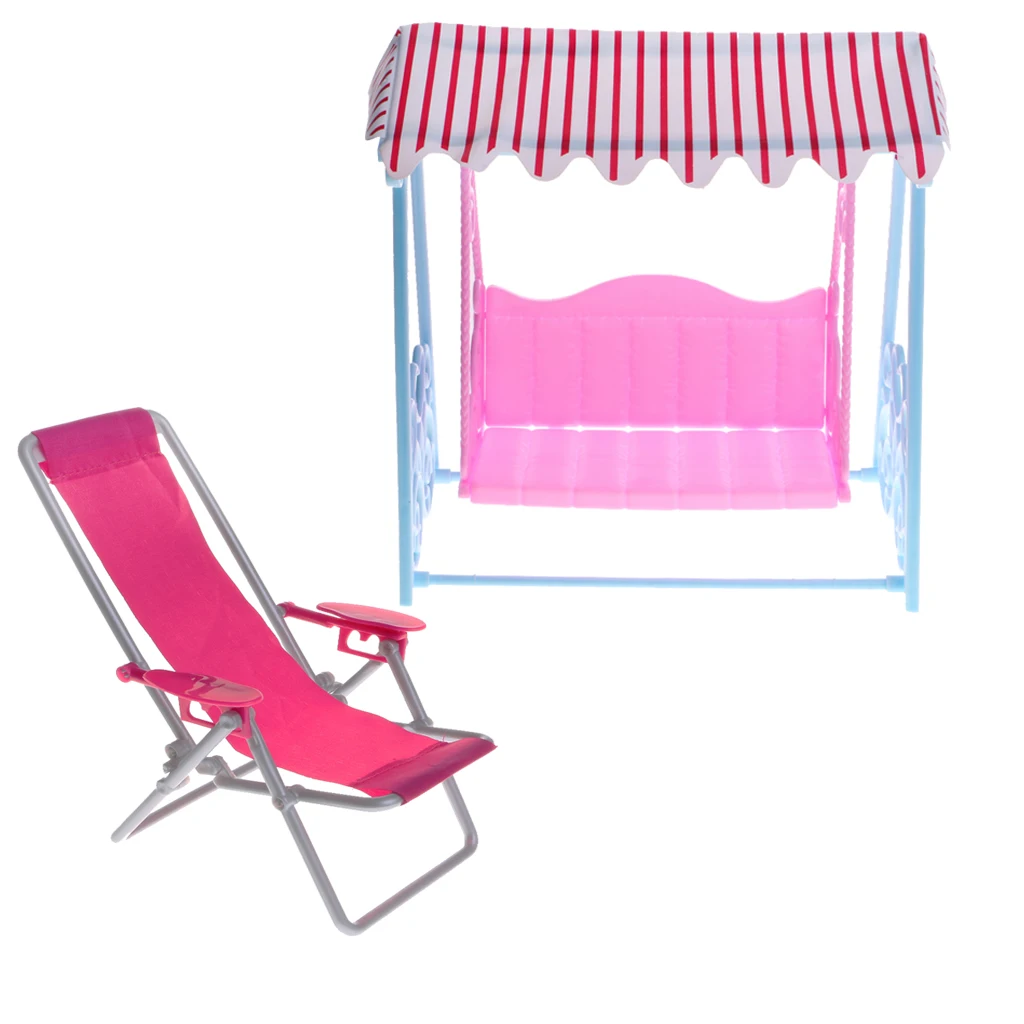 1/6 Rosy Beach Deck Chair Swing Model Dollhouse Miniature Furniture for