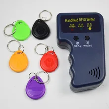 Lector de programador de copiadora duplicadora RFID 125KHz portátil + EM4305 T5577 Tarjeta de Identificación regrabable Keyfobs