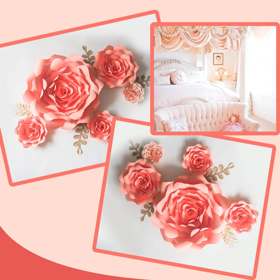 

DIY Искусственные цветы, цветы, гигантские бумажные цветы, розы 5 шт. + 4 шт., украшение для свадебной вечеринки, гостиной