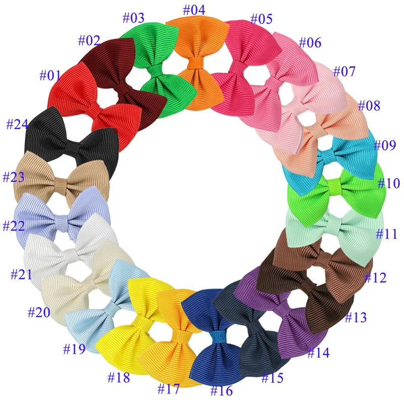 24pcs/lot 2in Mini Hair Bows Plain Ribbon Bowknot WITHOUT Clip DIY Hair