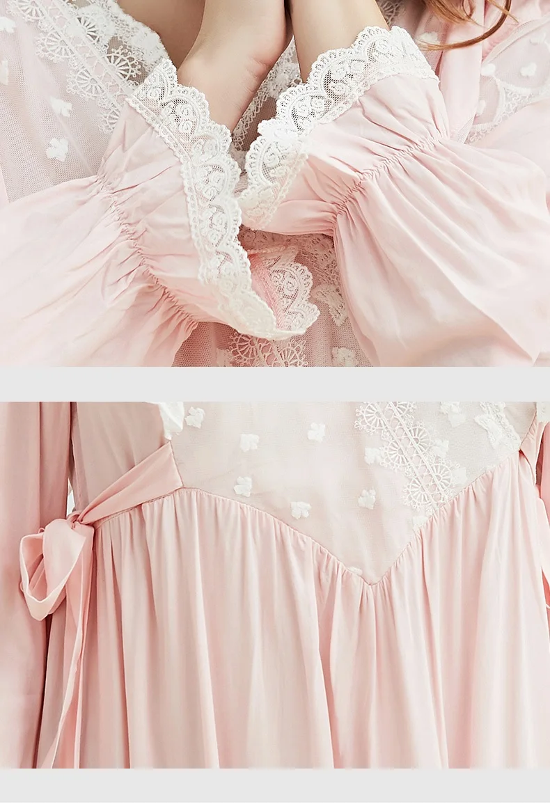 Осенняя белая кружевная женская пижама принцессы из мягкой вискозы с длинным рукавом, королевские элегантные женские длинные ночные рубашки, платье для сна 171123