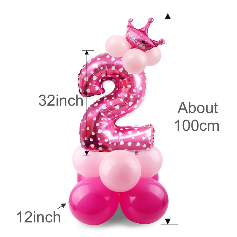 QIFU Золото Серебро первый день рождения вечерние партии Корона розовый 1st день рождения 1 год украшения день рождения декоративный для Бэйби шауэра - Цвет: Pink 2 set