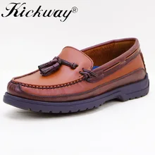 Kickway/обувь ручной работы, Мокасины Большие размеры 11, 12 Модные мужские слипоны из натуральной кожи; Рабочая обувь «Оксфорд» Повседневная водонепроницаемая обувь