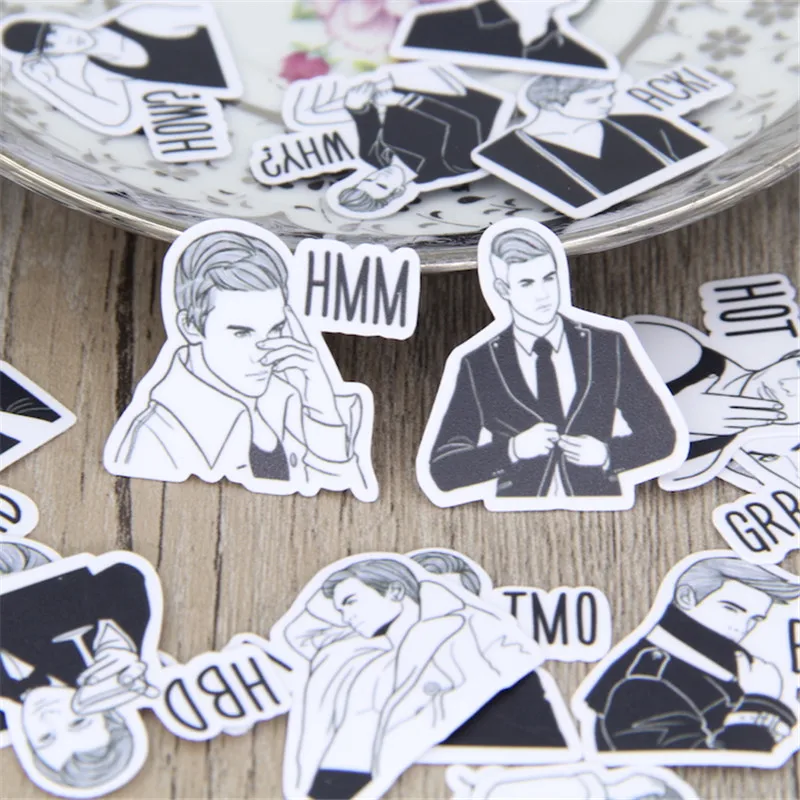 

40 pcs/lot Hand drawn sketch cool cool man stickers children suitcase laptop skateboard Paper toys sticker decal gifts