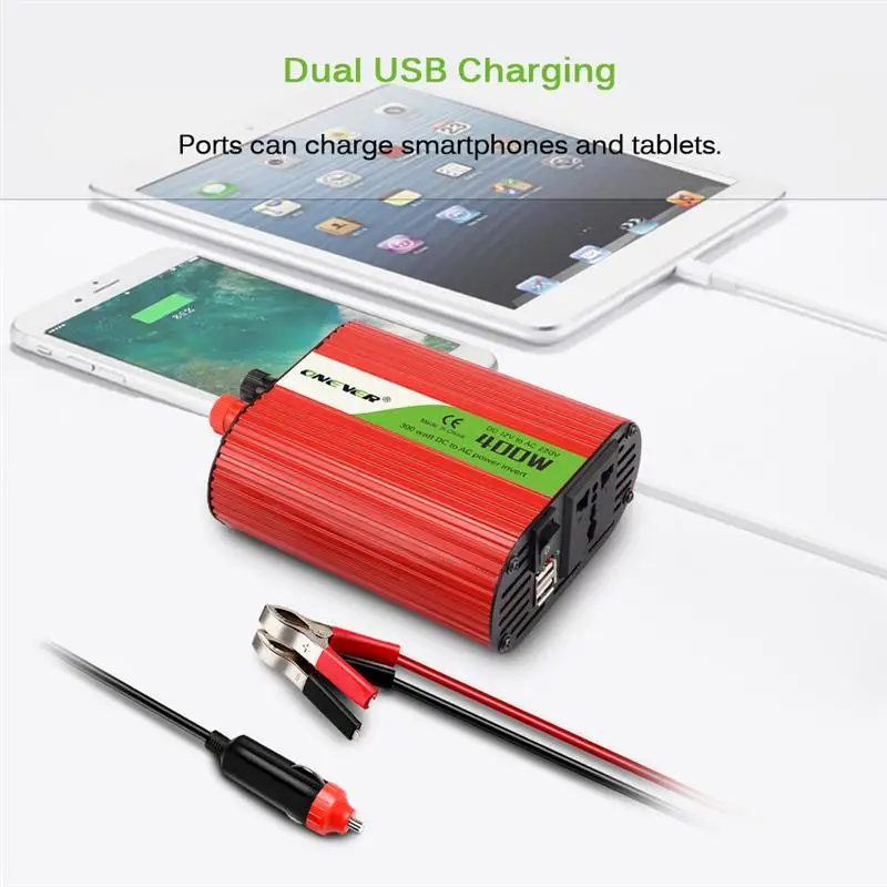 

DC 12V to AC 110V Car Power Inverter Converter Modified Sine Wave Power with Dual USB Output Car Charger Adapter 300W 400W